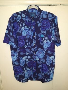 Cisco Systems Floral Print Short Sleeve Button Up Shirt Men's sz Medium.